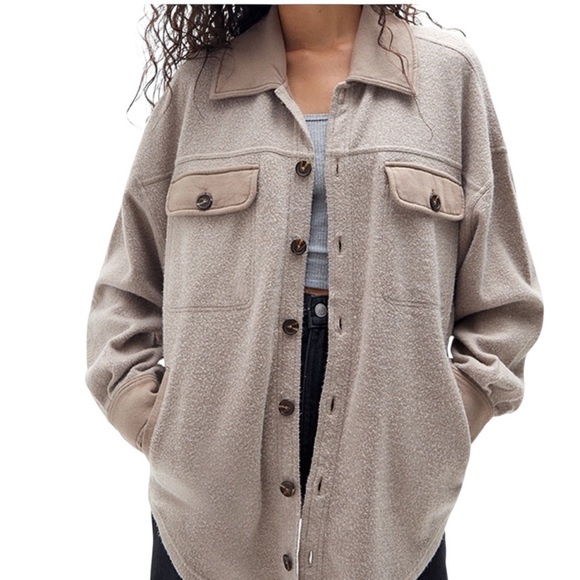 PacSun Homecoming Button Down Shirt Shacket Jacket Oversized M/L - Picture 1 of 9